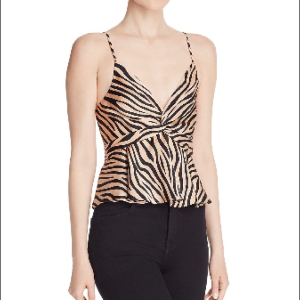 Exclusive Aqua Twist Front Zebra Print Top